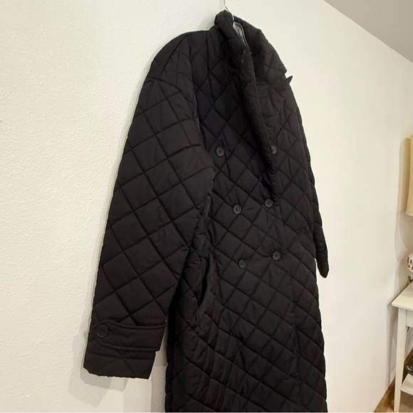 Rebecca Minkoff Double Breasted Quilted Long Black Coat - Picture 5 of 13